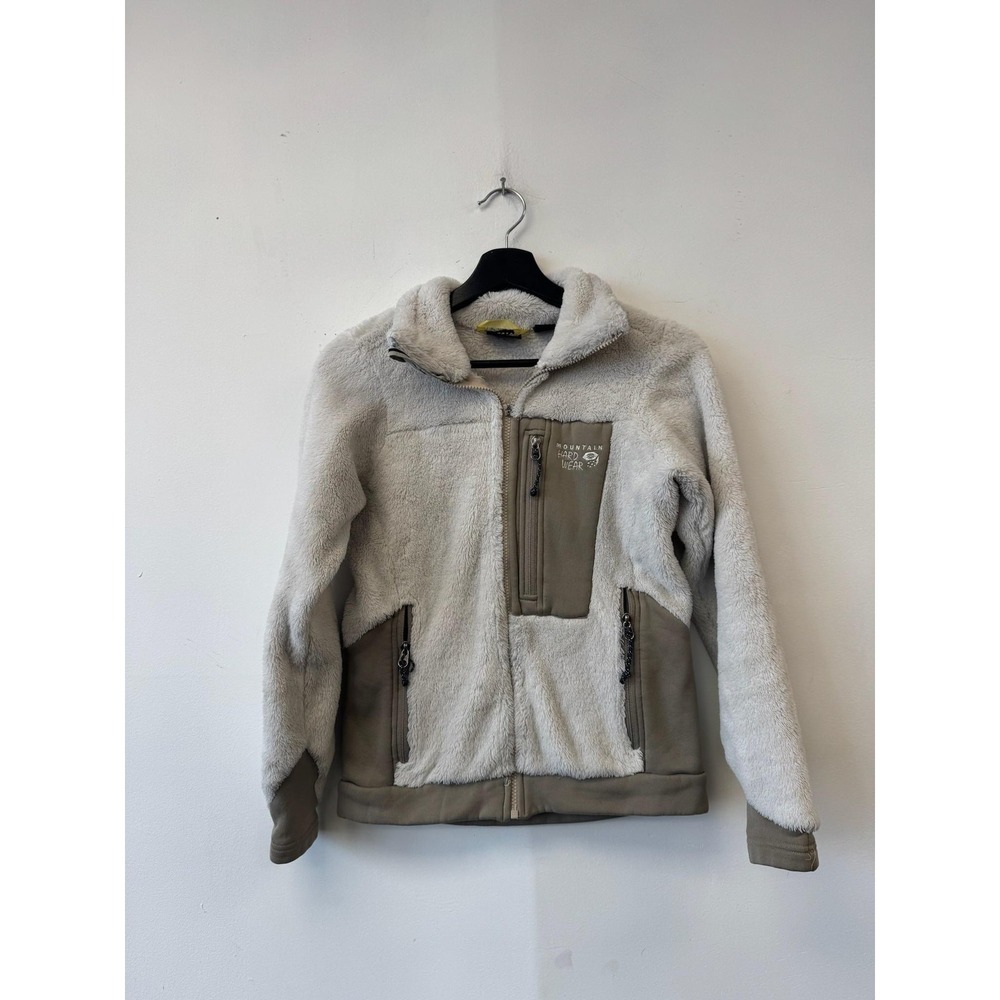 Mountain Hard‎ Wear Jacket Womens XS White Sherpa Fleece Full Zip Lined Pockets
